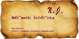 Németh Jolánta névjegykártya